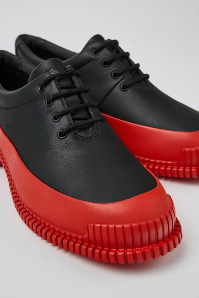 Women Camper Formal Shoes Pix Black And Red Leather Laceup Shoes