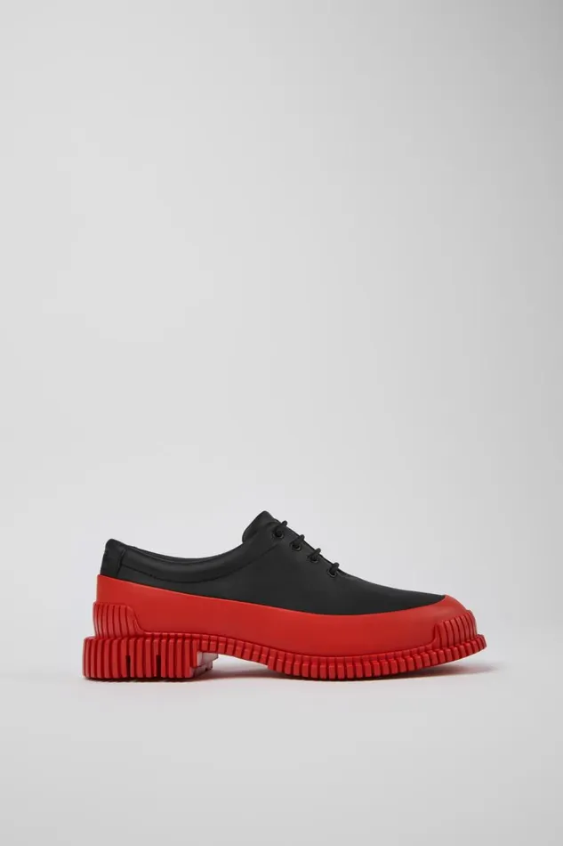 Women Camper Formal Shoes Pix Black And Red Leather Laceup Shoes Women Camper Formal Shoes Pix Black And Red Leather Laceup Shoes
