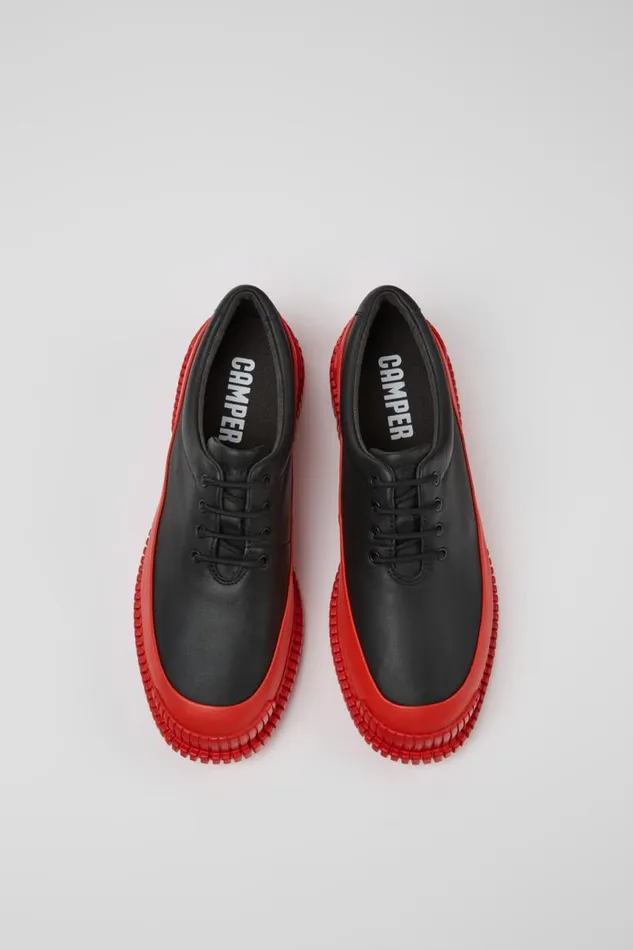 Women Camper Formal Shoes Pix Black And Red Leather Laceup Shoes Women Camper Formal Shoes Pix Black And Red Leather Laceup Shoes
