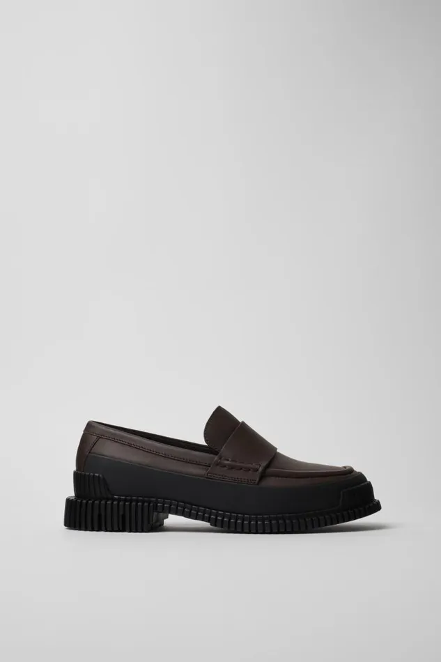 Women Camper Formal Shoes Pix Brown And Black Leather Loafer Women Camper Formal Shoes Pix Brown And Black Leather Loafer
