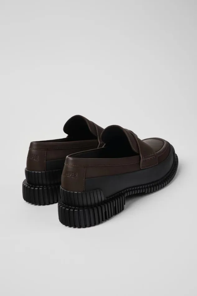Women Camper Formal Shoes Pix Brown And Black Leather Loafer Women Camper Formal Shoes Pix Brown And Black Leather Loafer