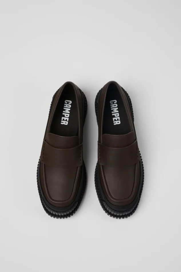 Women Camper Formal Shoes Pix Brown And Black Leather Loafer Women Camper Formal Shoes Pix Brown And Black Leather Loafer