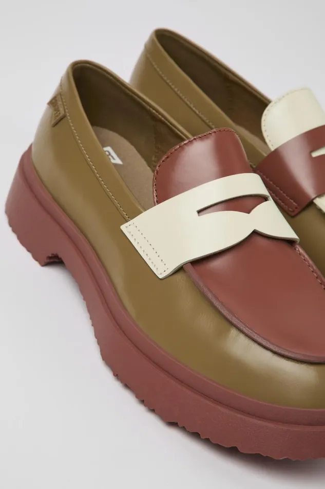 Women Camper Formal Shoes Twins Multicolored Leather Loafer