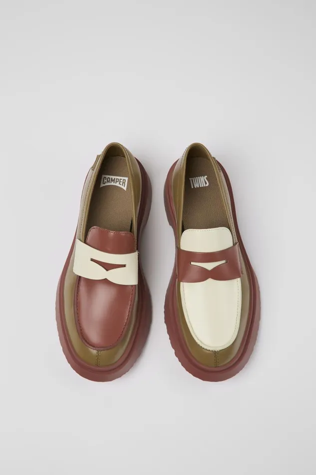 Women Camper Formal Shoes Twins Multicolored Leather Loafer Women Camper Formal Shoes Twins Multicolored Leather Loafer
