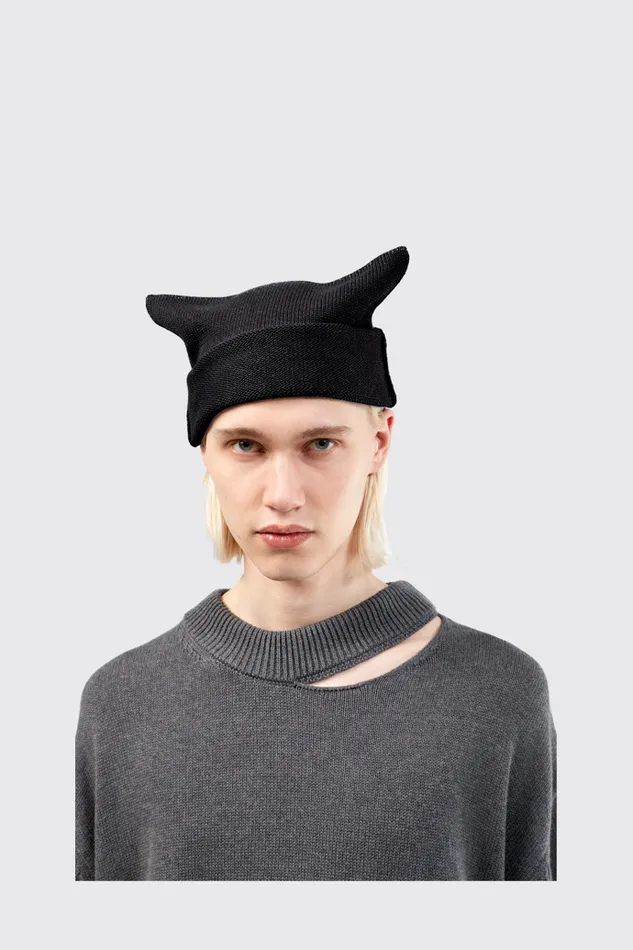 Women Camper Knit Knit Hat Black Melange Knit Hat One Size Women Camper Knit Knit Hat Black Melange Knit Hat One Size