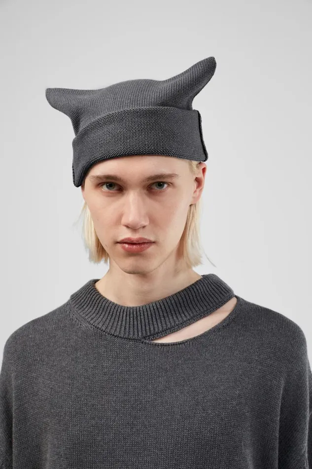 Women Camper Knit Knit Hat Gray Melange Knit Hat One Size