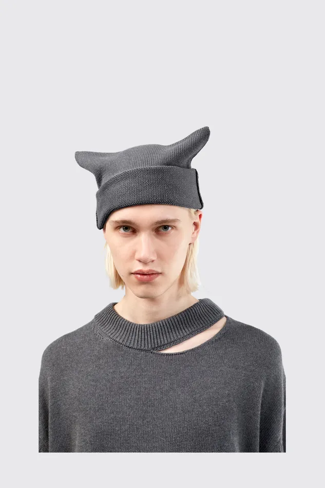 Women Camper Knit Knit Hat Gray Melange Knit Hat One Size Women Camper Knit Knit Hat Gray Melange Knit Hat One Size