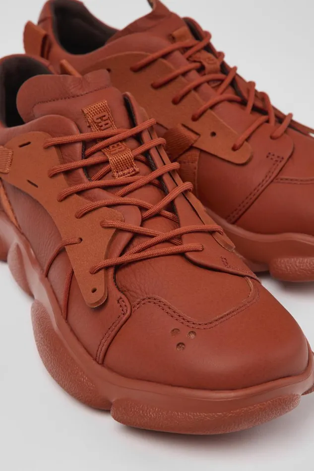 Women Camper Sneakers Karst Red Leather And Textile Sneakers