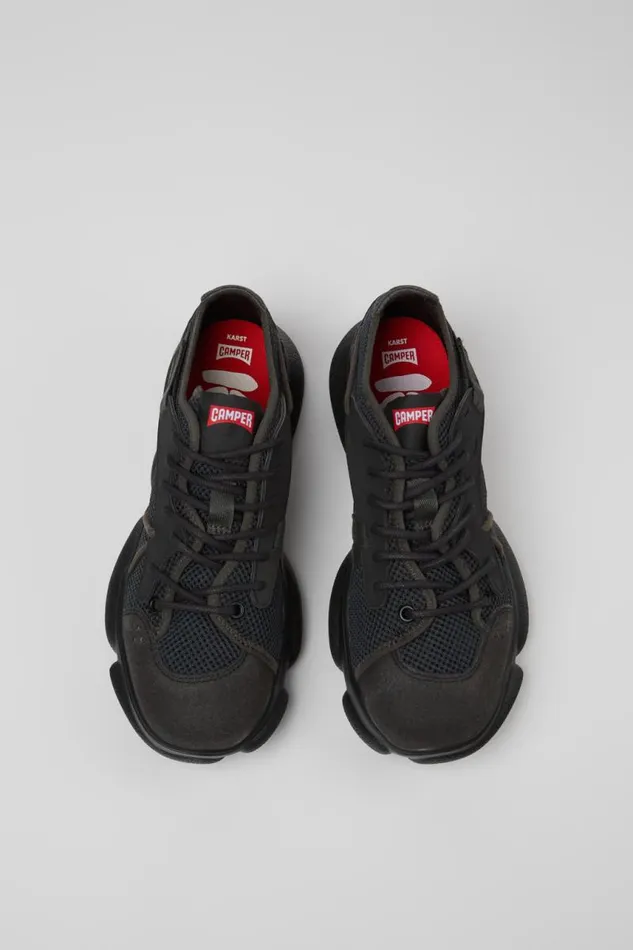 Women Camper Sneakers Karst Sorona Gray And Black Textile Sneaker Women Camper Sneakers Karst Sorona Gray And Black Textile Sneaker
