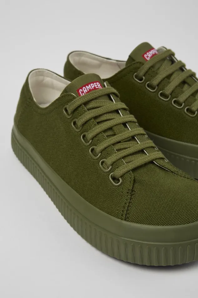Women Camper Sneakers Peu Roda Green Textile Shoes