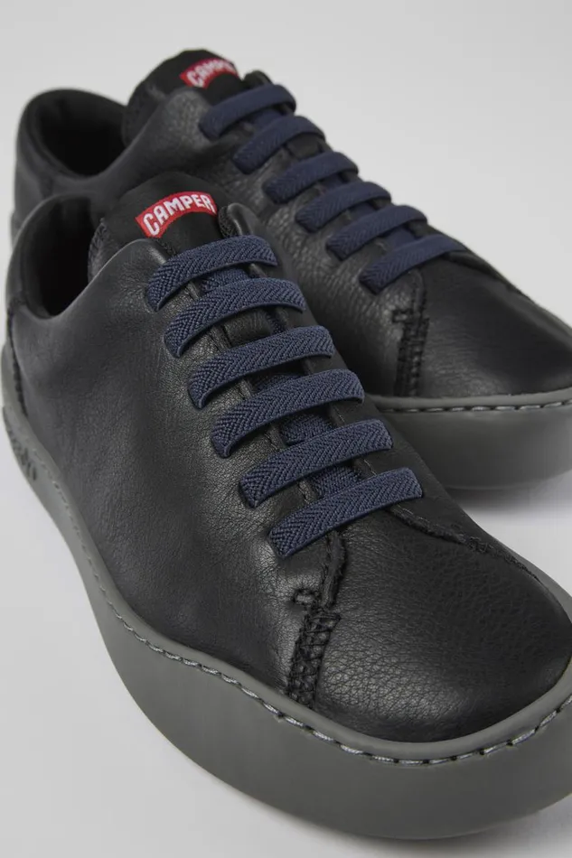 Women Camper Sneakers Peu Touring Black Leather Sneakers