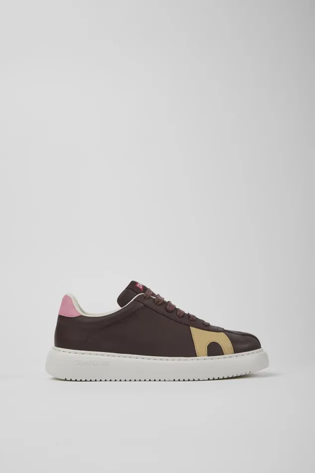 Women Camper Sneakers Twins Brown Leather And Nubuck Sneakers