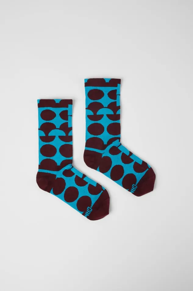 Women Camper Socks Sox Socks Burgundy And Blue Socks