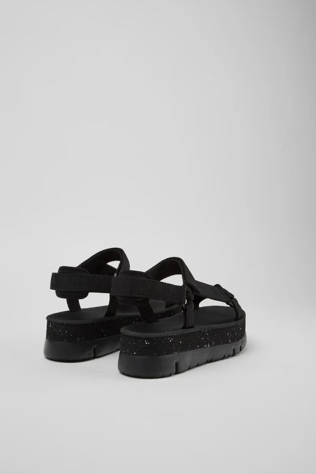 Women Camper Wedges Oruga Up Black Recycled PET Sandals Women Camper Wedges Oruga Up Black Recycled PET Sandals