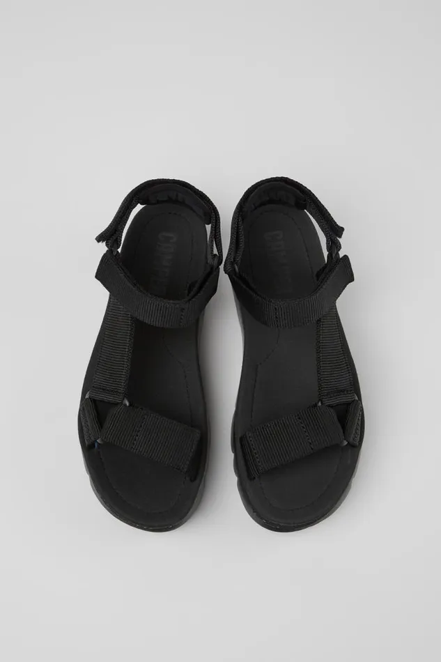 Women Camper Wedges Oruga Up Black Recycled PET Sandals Women Camper Wedges Oruga Up Black Recycled PET Sandals