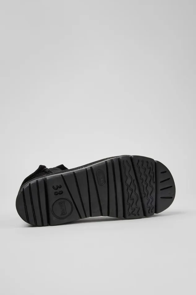 Women Camper Wedges Oruga Up Black Recycled PET Sandals Women Camper Wedges Oruga Up Black Recycled PET Sandals