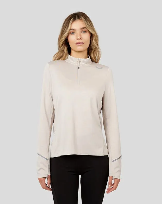 Women Castore Tops Light Long Sleeve Breeze Quarter Zip Midlayer Top 8211 Putty Women Castore Tops Light Long Sleeve Breeze Quarter Zip Midlayer Top 8211 Putty