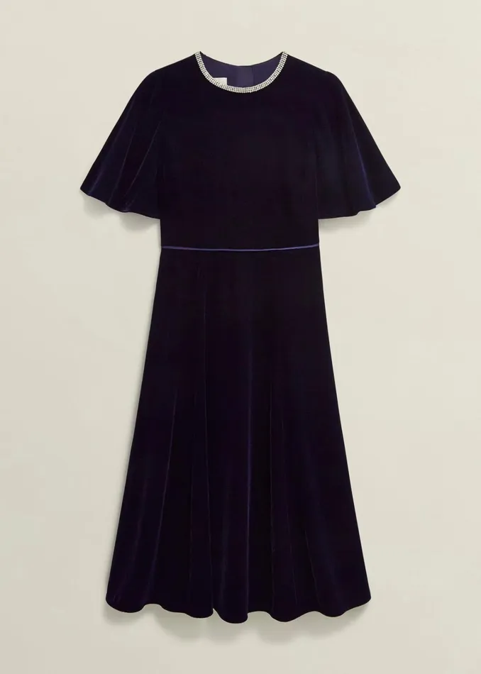 Women Catalina Velvet Dress Midnight Navy Hobbs Dresses and Jumpsuits