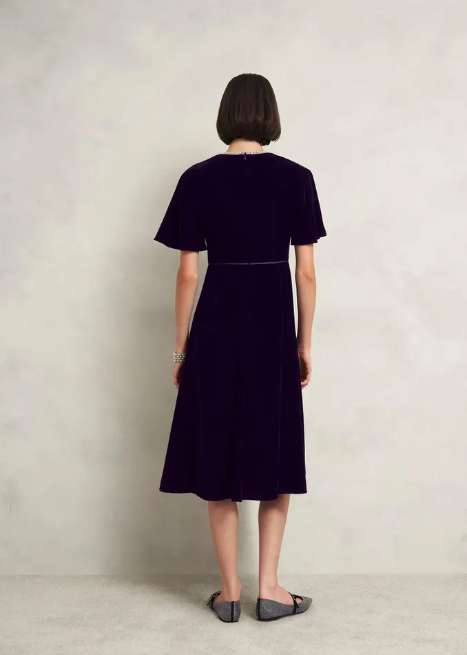 Women Catalina Velvet Dress Midnight Navy Hobbs Dresses and Jumpsuits