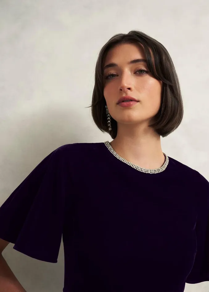 Women Catalina Velvet Dress Midnight Navy Hobbs Dresses and Jumpsuits