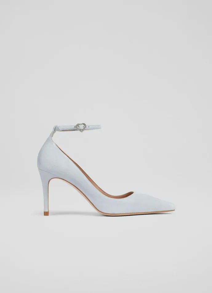 Women Catelyn Aqua Suede Ankle Strap Closed Court Aqua LKBennett Court Shoes