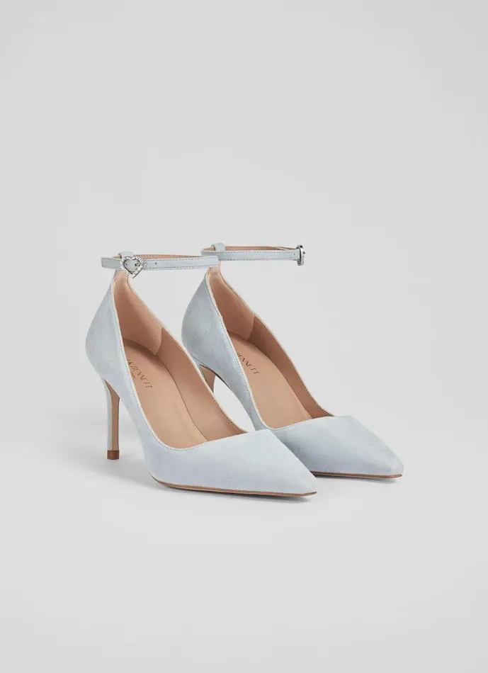 Women Catelyn Aqua Suede Ankle Strap Closed Court Aqua LKBennett Court Shoes