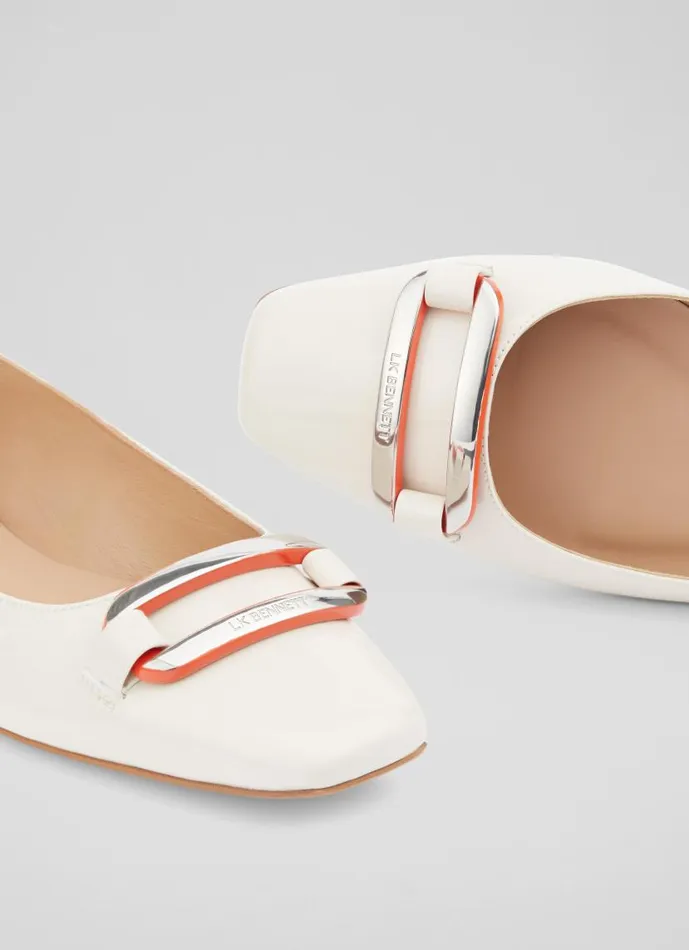 Women Cayden Cream Patent Leather Silver Bar Flats Cream LKBennett Flats Women Cayden Cream Patent Leather Silver Bar Flats Cream LKBennett Flats