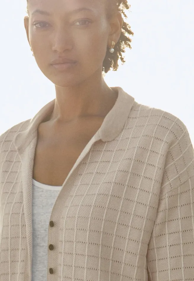 Women Checkstitch Shirt Pebble Poetry Fashion Cardigans