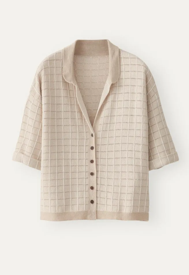Women Checkstitch Shirt Pebble Poetry Fashion Cardigans