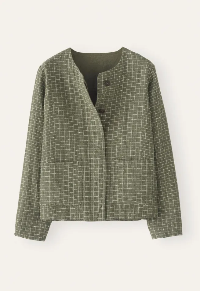 Women Checked Boxy Jacket Soft Khaki Poetry Fashion Jackets and Coats