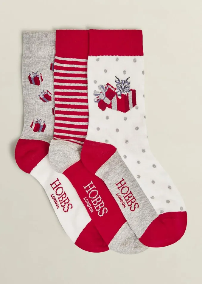 Women Christmas Cat Sock Set Multi Hobbs Socks and Tights
