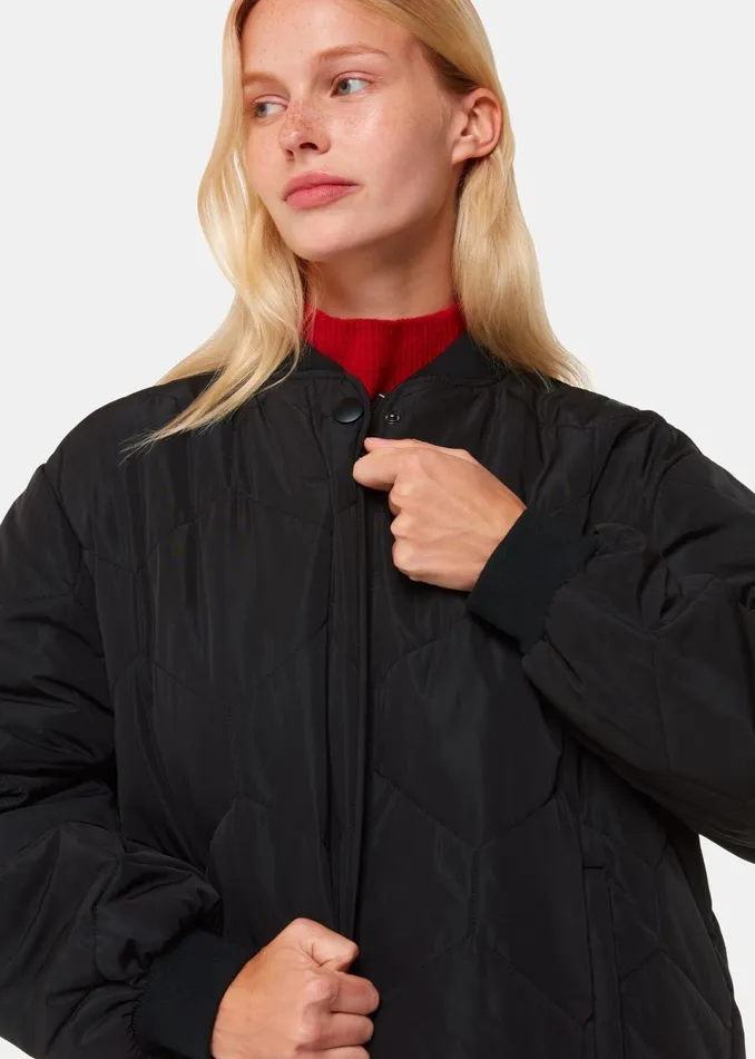 Women Coats and Jackets Whistles Black Ida Short Quilted Coat