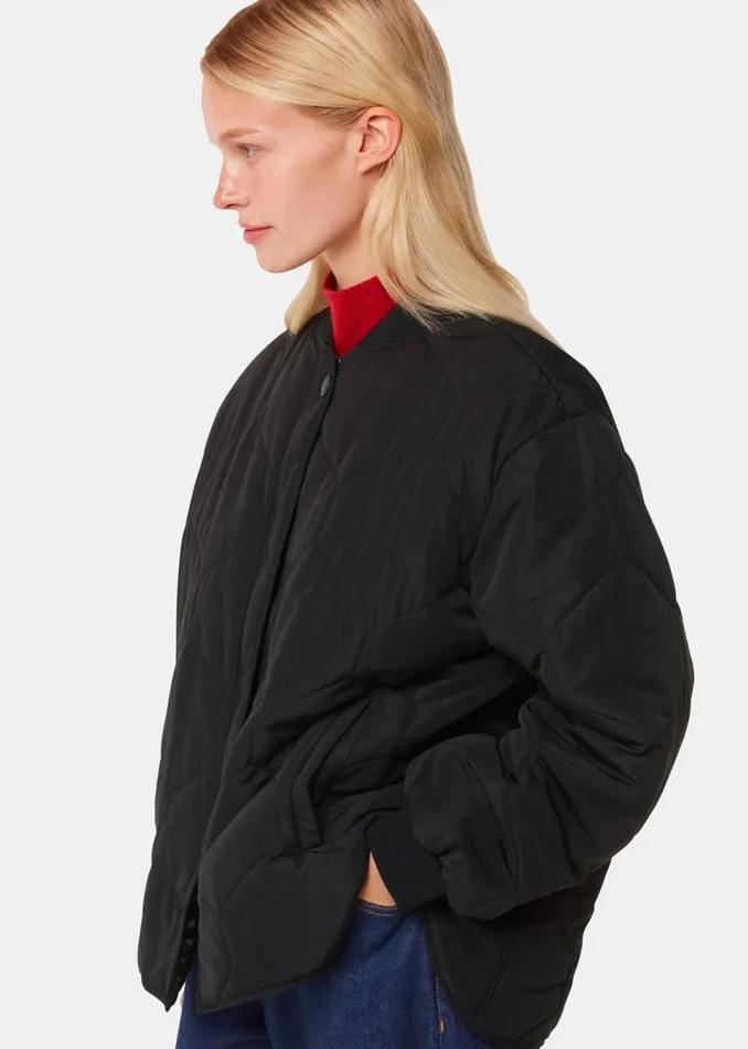 Women Coats and Jackets Whistles Black Ida Short Quilted Coat