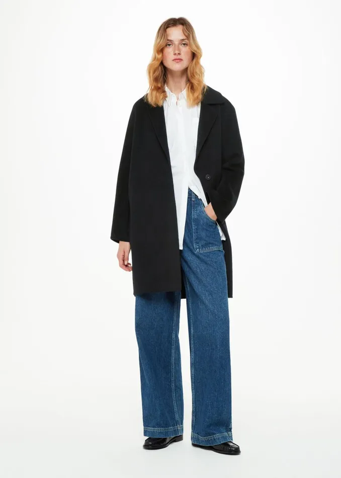 Women Coats and Jackets Whistles Black Julia Wool Double Faced Coat