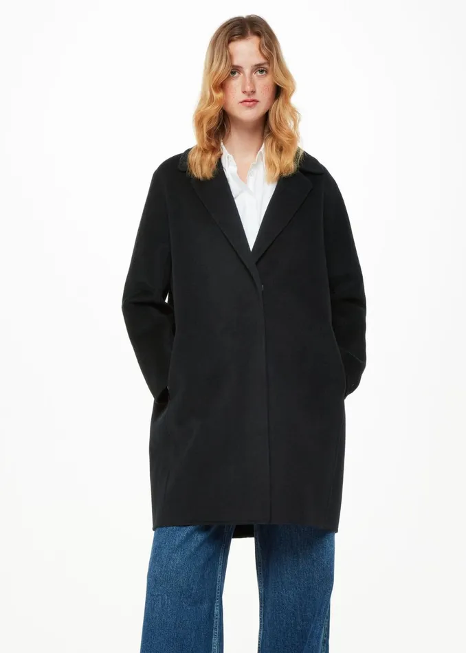 Women Coats and Jackets Whistles Black Julia Wool Double Faced Coat