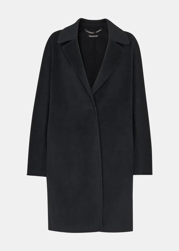 Women Coats and Jackets Whistles Black Julia Wool Double Faced Coat