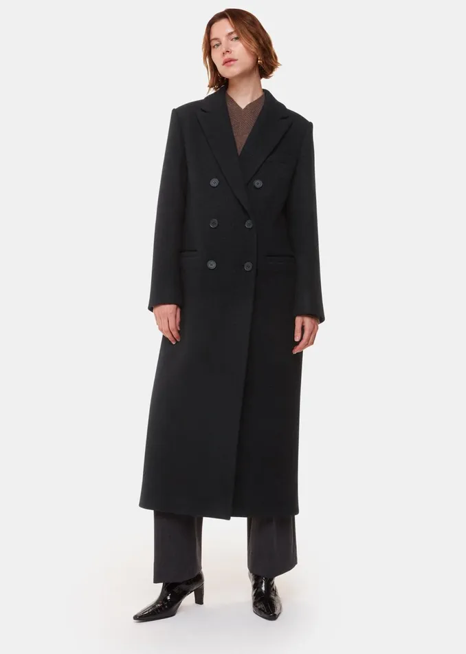Women Coats and Jackets Whistles Black Lori Longline Coat