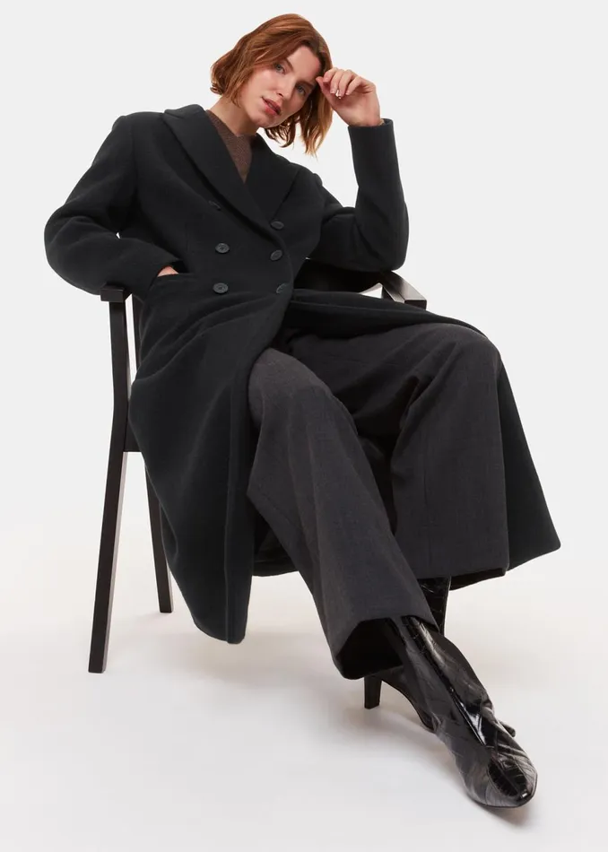 Women Coats and Jackets Whistles Black Lori Longline Coat