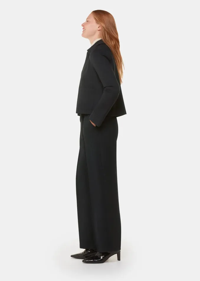 Women Coats and Jackets Whistles Black Marla Ponte Zip Through Jacket