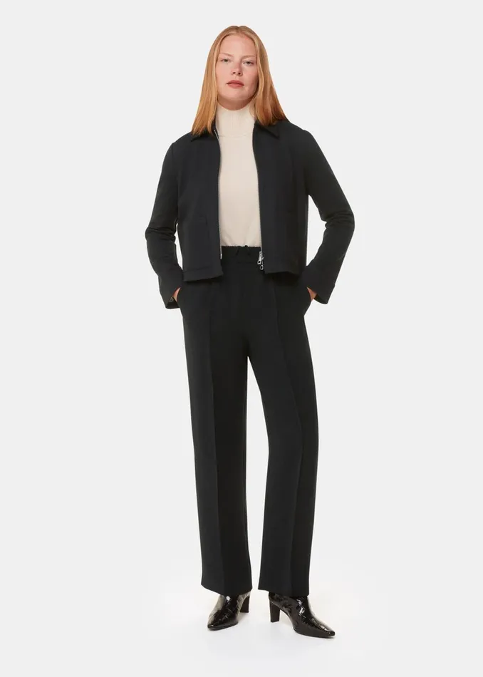 Women Coats and Jackets Whistles Black Marla Ponte Zip Through Jacket
