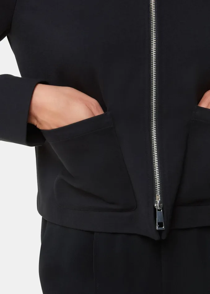 Women Coats and Jackets Whistles Black Marla Ponte Zip Through Jacket