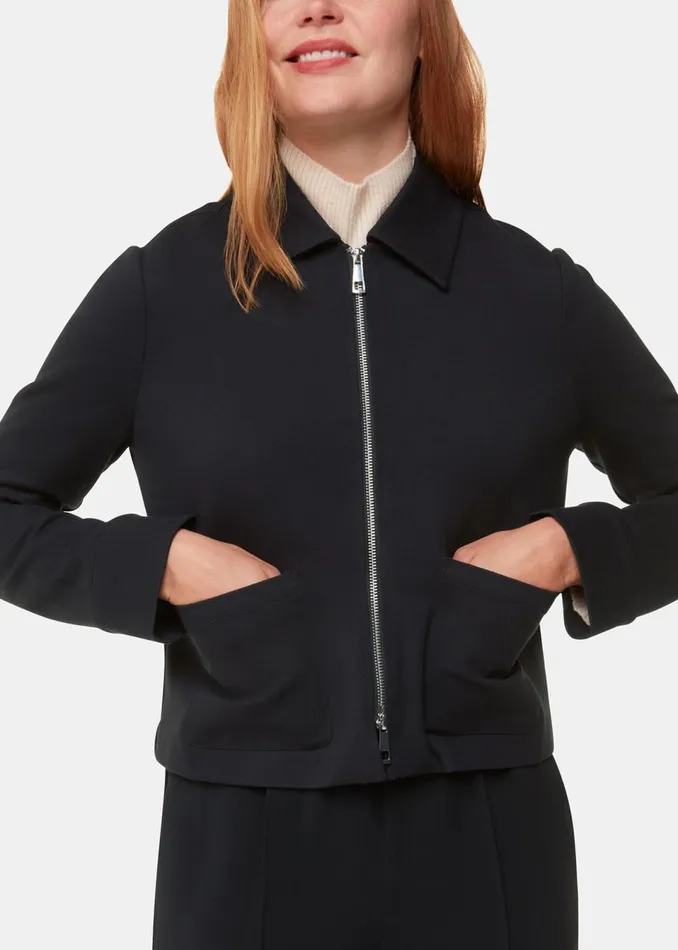 Women Coats and Jackets Whistles Black Marla Ponte Zip Through Jacket