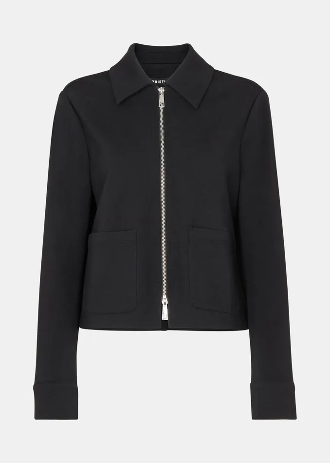 Women Coats and Jackets Whistles Black Marla Ponte Zip Through Jacket