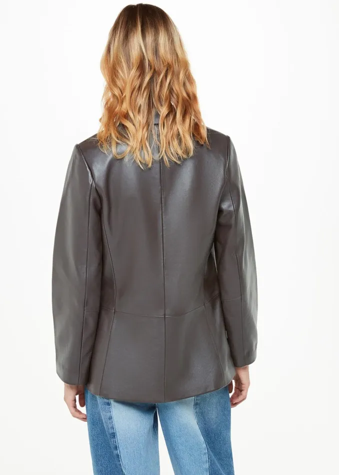Women Coats and Jackets Whistles Burgundy Aliza Waisted Leather Blazer