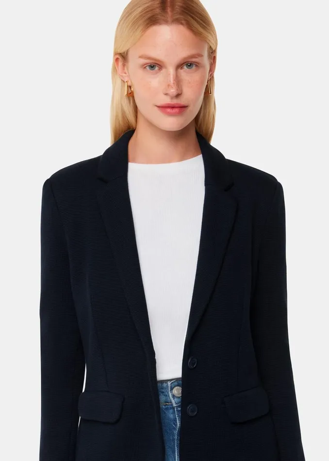 Women Coats and Jackets Whistles Navy Slim Jersey Jacket