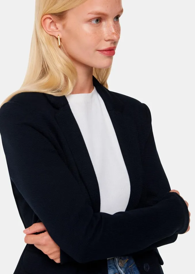 Women Coats and Jackets Whistles Navy Slim Jersey Jacket