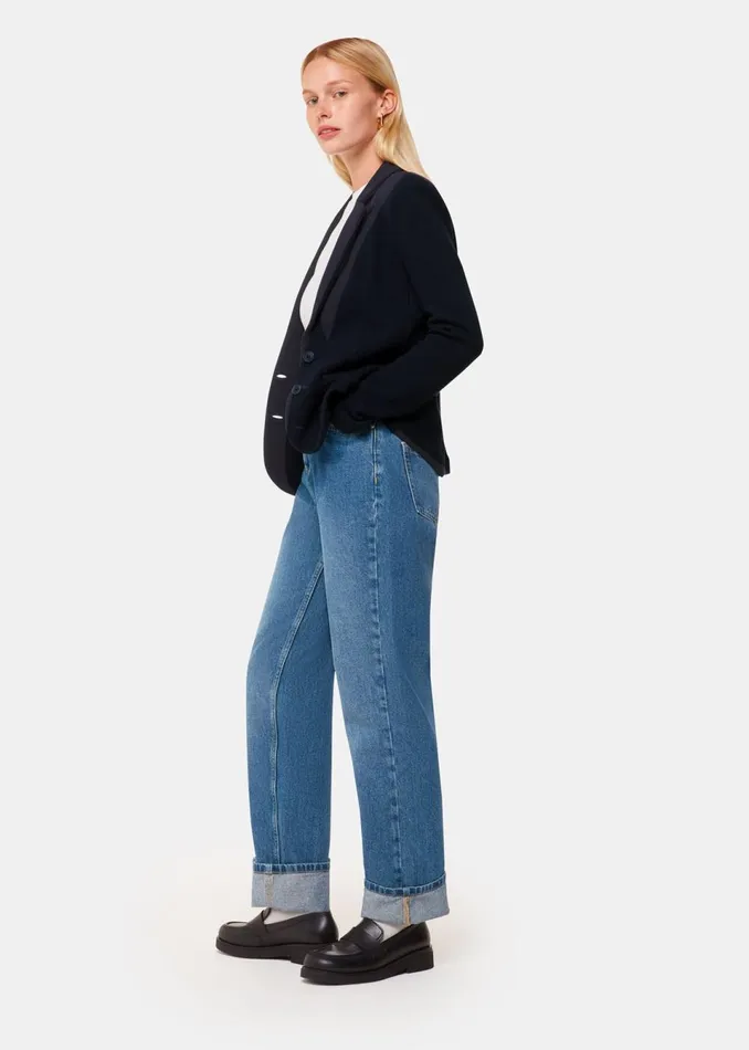 Women Coats and Jackets Whistles Navy Slim Jersey Jacket