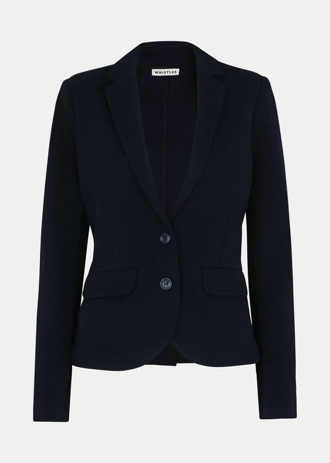 Women Coats and Jackets Whistles Navy Slim Jersey Jacket
