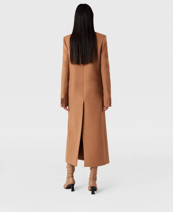 Women Coats And Jackets Stella McCartney Double Breasted Longline Coat Camel Beige
