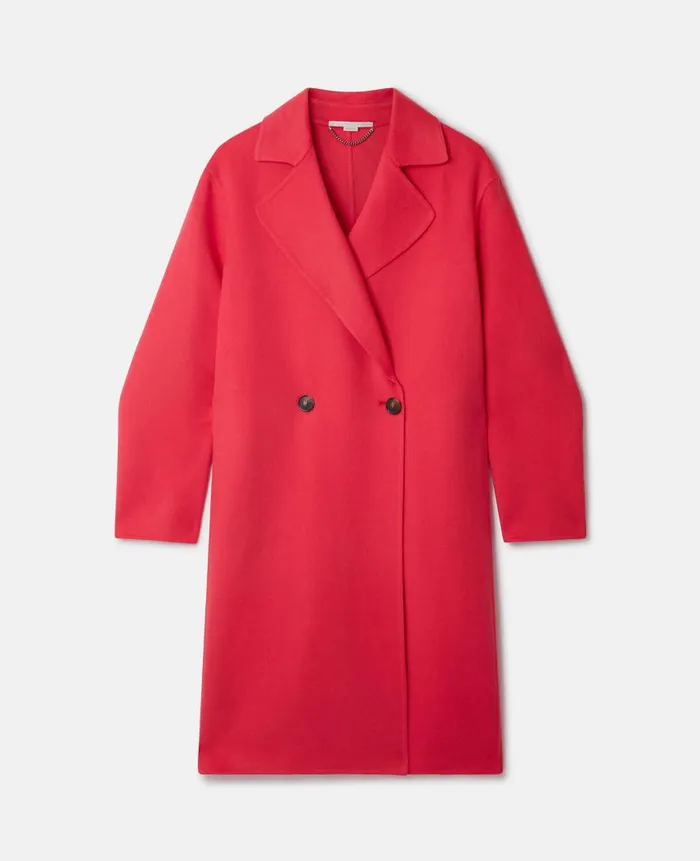 Women Coats And Jackets Stella McCartney Double Breasted Longline Coat Raspberry Women Coats And Jackets Stella McCartney Double Breasted Longline Coat Raspberry